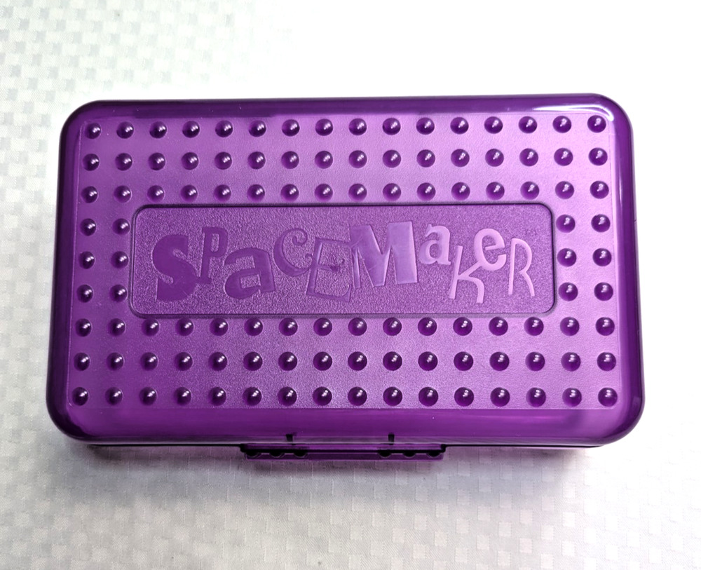 Vintage 90's Spacemaker Pencil Box Purple & Frosted Plastic Storage Case